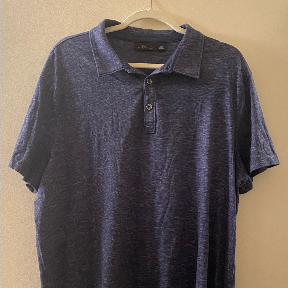 Marc Anthony Mens Blue Short Sleeve Shirt Polo XXL